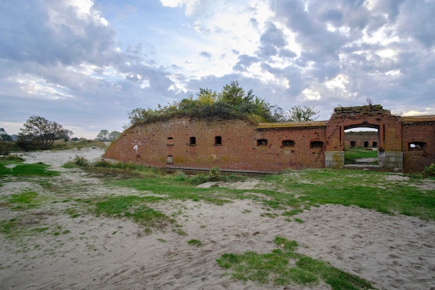 Ruins an old abandoned defensive German fort Baltic Sea coast