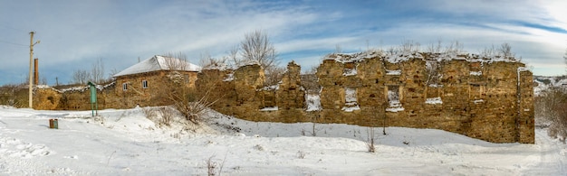 The ruins of the old castle in the village of Mykulyntsi