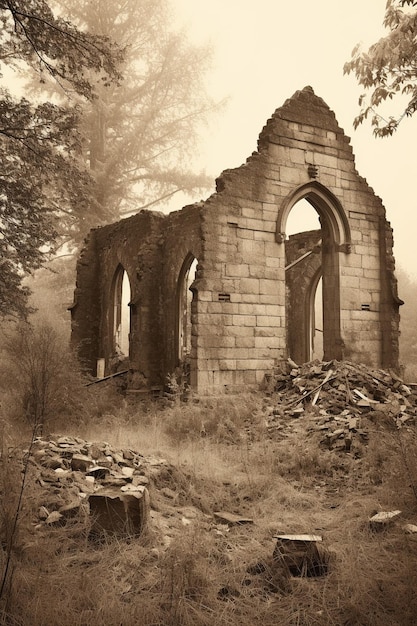 the ruins of the old church.