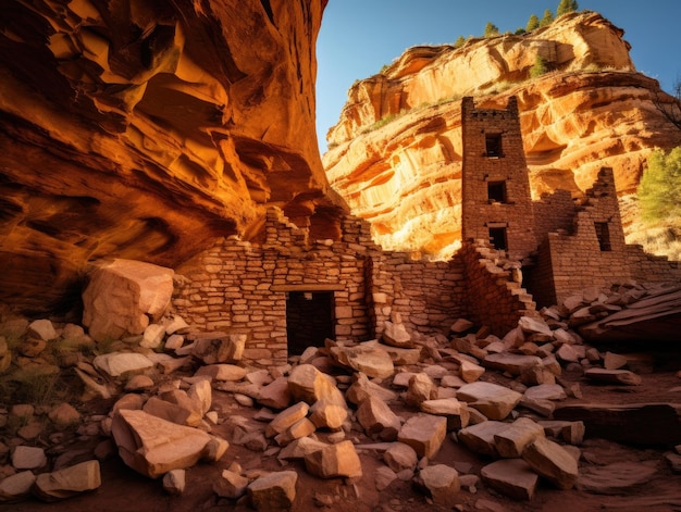 Ruins of an old Temple in a big canyon