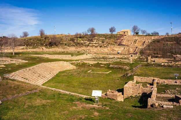 Ruins of old town in Morgantina archaeological site Sicily