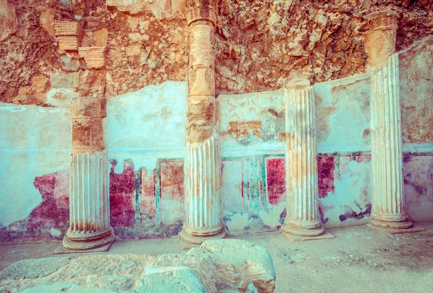 Photo the ruins of the palace of king herod's masada israel