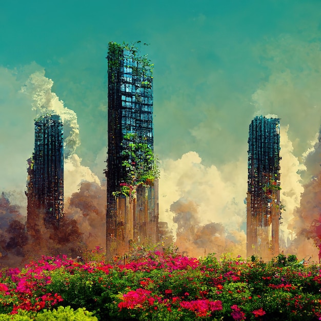 ruins of skyscrapers