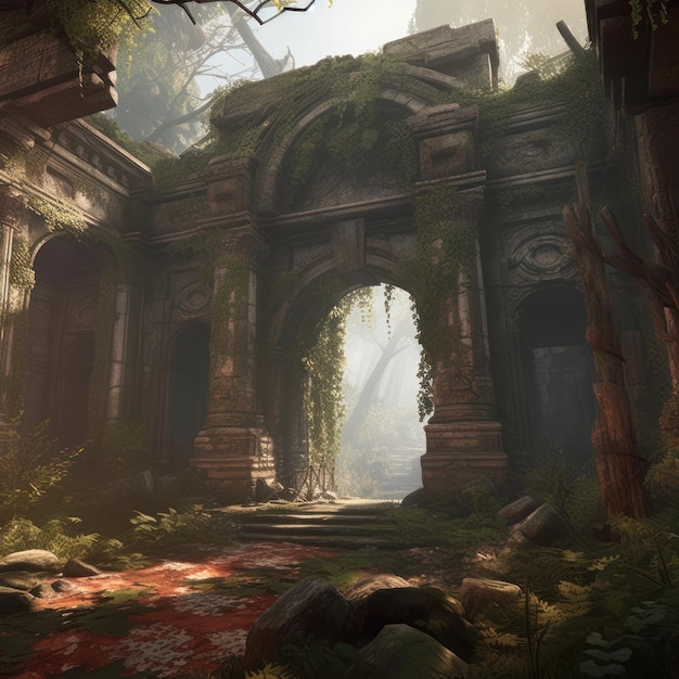 The ruins of a temple in the jungle