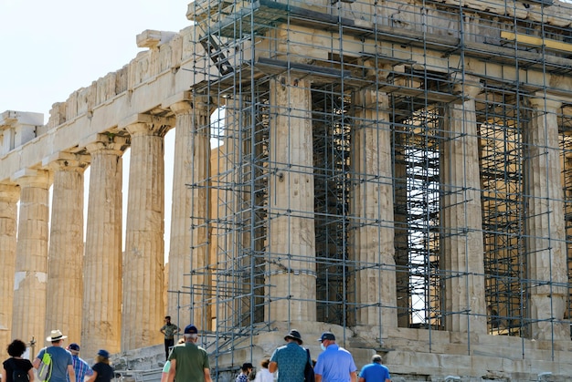 Ruins of temples on the Acropolis hill Athens Greece 2022