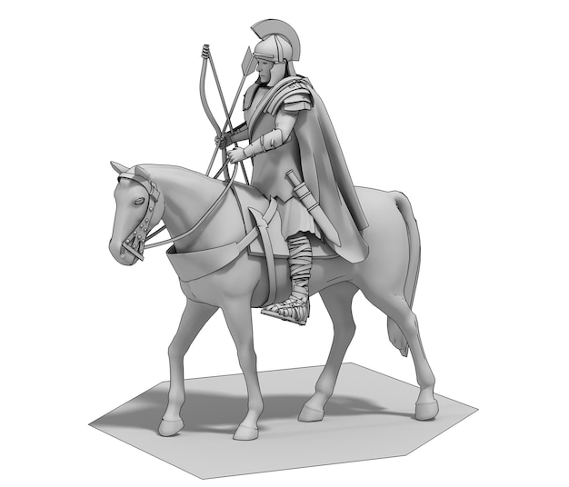 ruiter krijger te paard 3D-rendering 3D illustratie