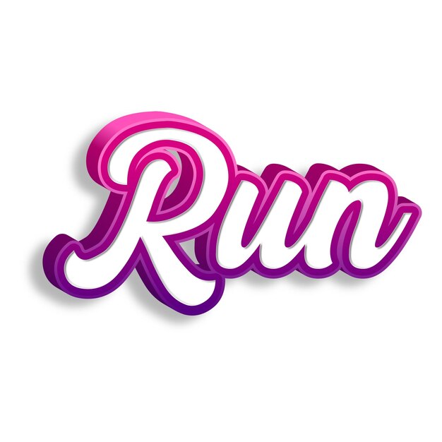 Run typography 3d design yellow pink white background photo jpg