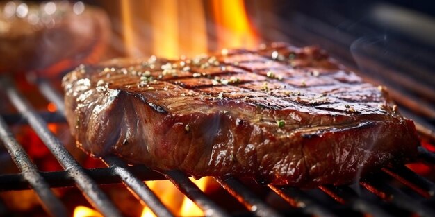 Rundvlees ribeye steak grillen op een vlammende grill Generatieve AI