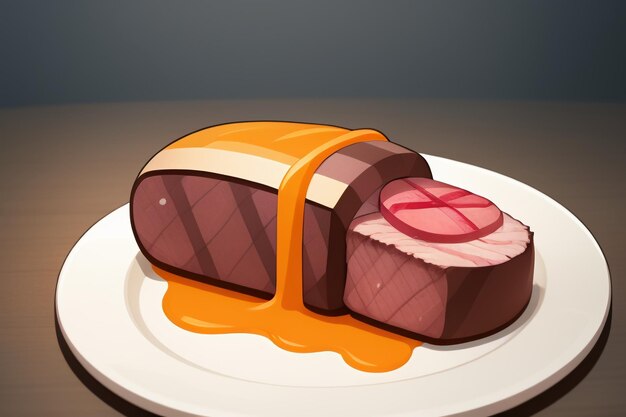 Rundvlees westers eten UI pictogram spel prop ontwerp gourmet steak stijl 3D c4d cartoon weergave-element