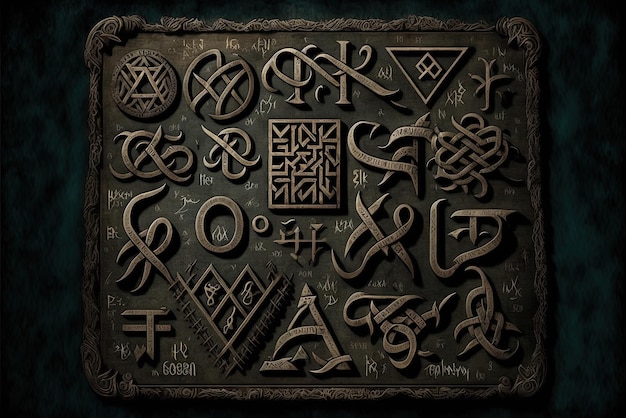 Photo runes an ancient germanic alphabet that is used for divination and magic mystic still life with stone runes ai generative