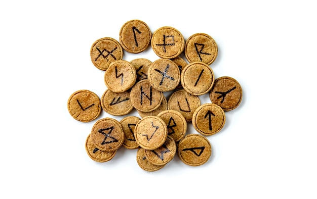 Runes isolate on white background Selective focus