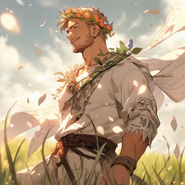 The Runic Guardian A Midsommar Tale of Summertime Serenity Amidst a Field of Flowers