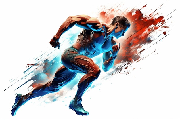 Runner isolated on white background Muscular sportive man Concept of action Generative Ai