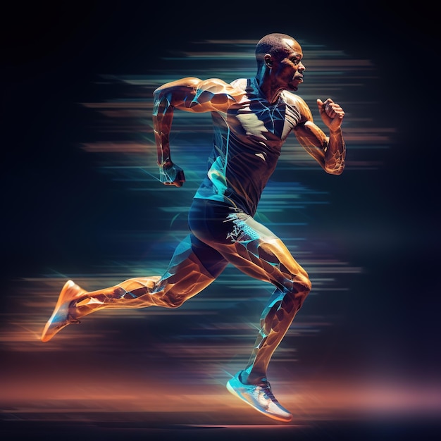 Runner isolated on white background Muscular sportive man Concept of action Generative Ai