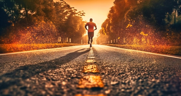 Runner running on the road in shoes