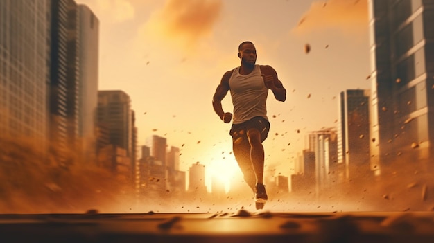 Runner sprinting towards success Generative AI