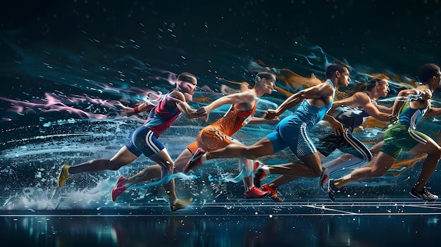 Photo runners in a blur of motion on the track