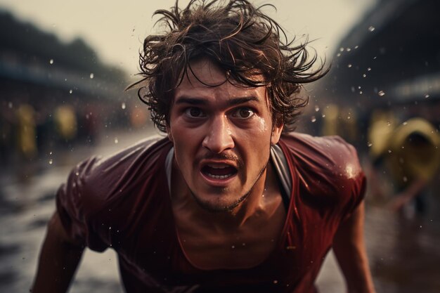 Runners determined and focused expression generative ai