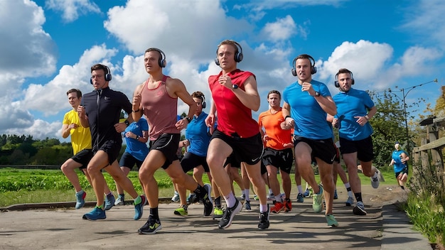 Photo runners training outdoors