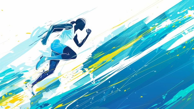 Photo running athlete sports cover design with abstract background olympic games concept and dynamic illustration of international sports events