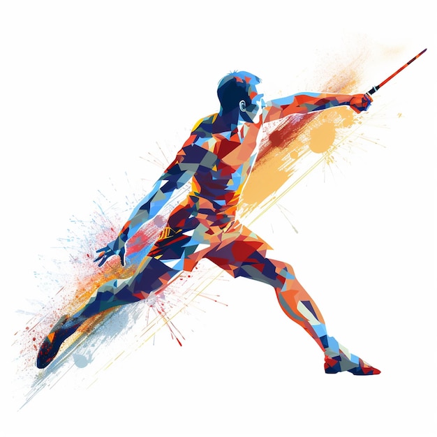 Running athlete watercolor hand painting vector ilustration