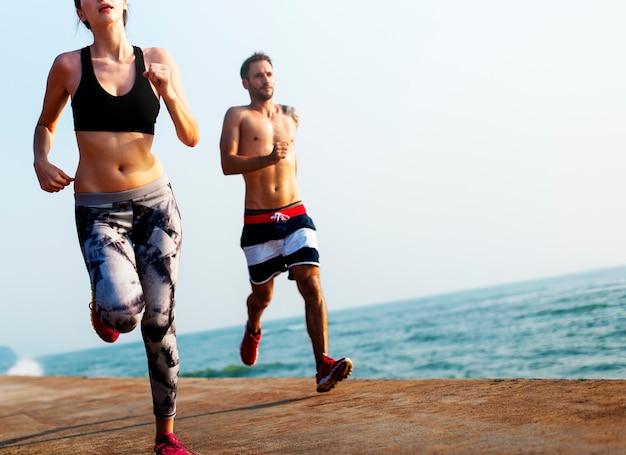 Running Exercise Training Healthy Lifestyle Beach Concept