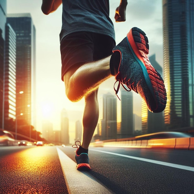 running foot closeup view