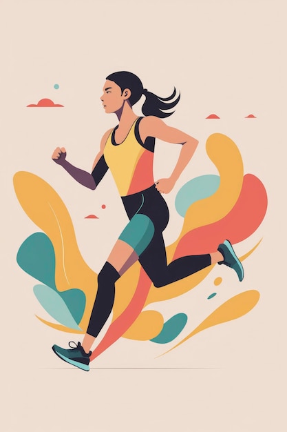 running graphic flat vector illustration