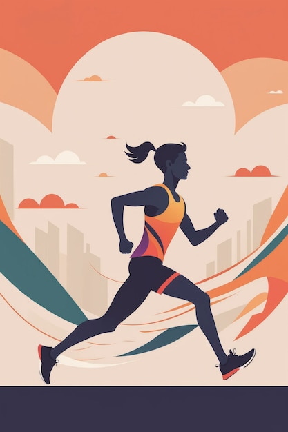 running graphic flat vector illustration