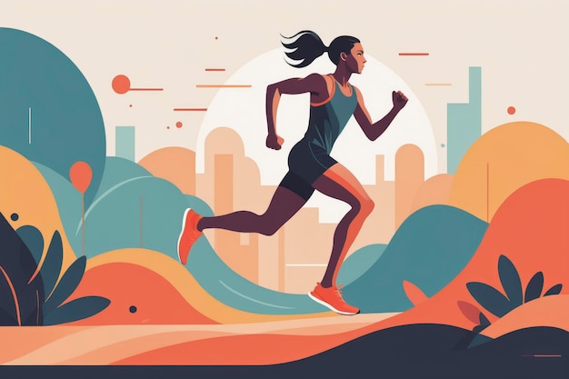 running graphic flat vector illustration