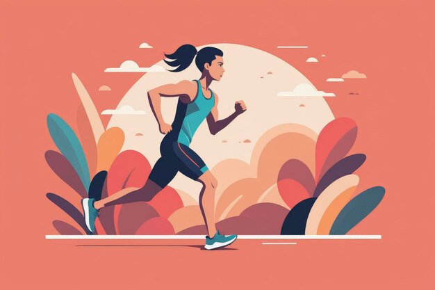 running graphic flat vector illustration