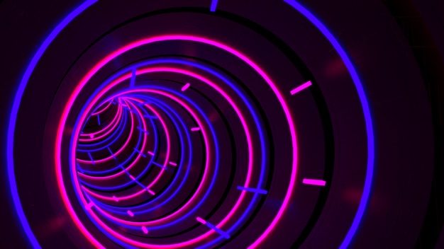 Running In Neon Light Circle Tunnel behang in retro en fashion party scene.