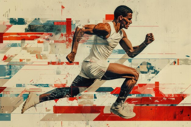 Photo a running male sprinter on an abstract background