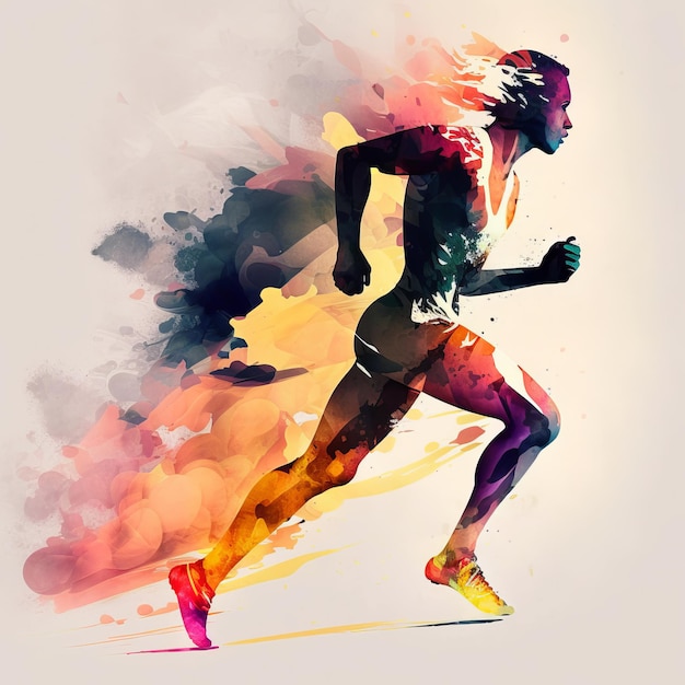 running man watercolor style Generative AI