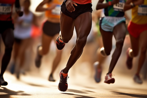 Foto corsa a maratona all'aperto ia generativa