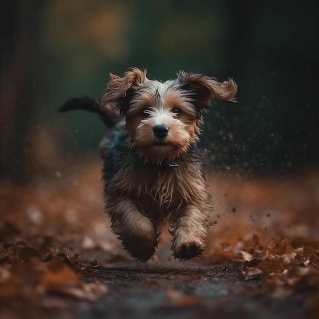 Running puppy fotografie van dichtbij