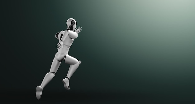 Running robot humanoid showing fast movement and vital energy