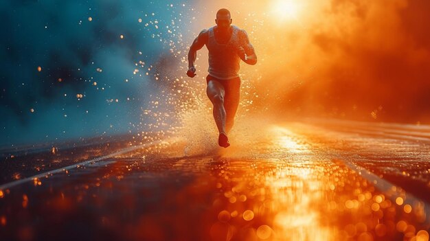 Photo running sprint stride ai generate illustration