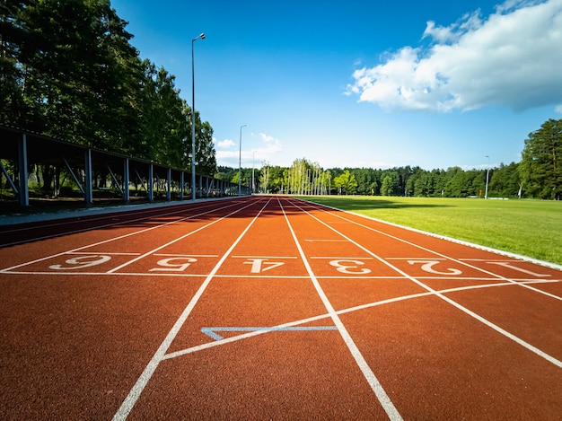 Running tracks in a sports stadium