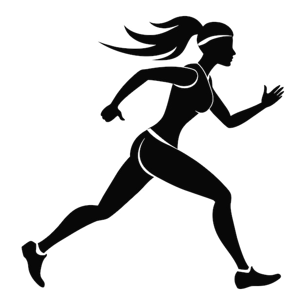 Photo running woman silhouette illustration