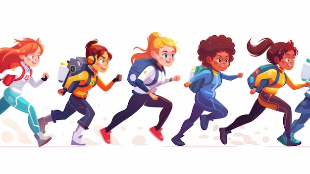 Running women characters include astronauts delivery women lawyers technicians fire fighters and doctors