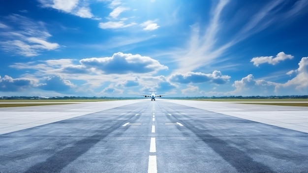 Photo runway airstrip in the airport terminal