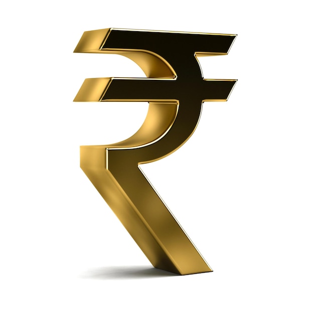 Rupee Currency Golden Graphic 3D Rendering Illustration