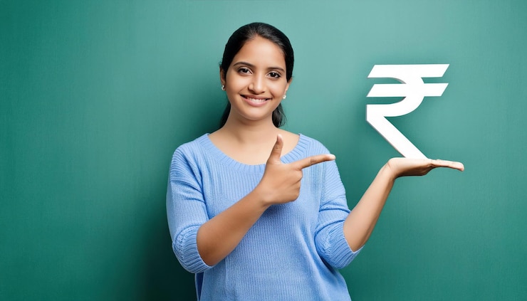 फोटो rupee symbol held in hand financial concept