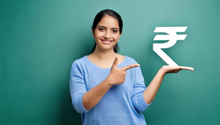फोटो rupee symbol held in hand financial concept