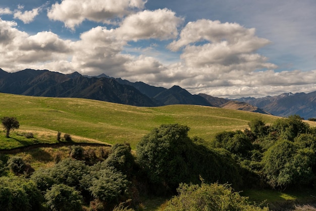 Rural agricultural farmland on the shores of Lake Hawea