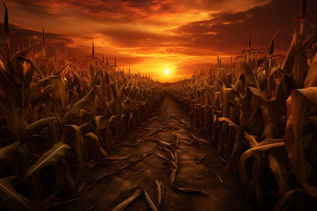 Rural beauty cornfield at sunset corn photography