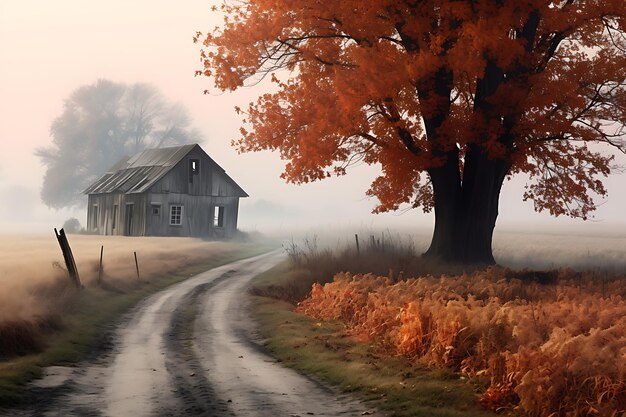 Photo rural beauty in fall autumn land scape photo