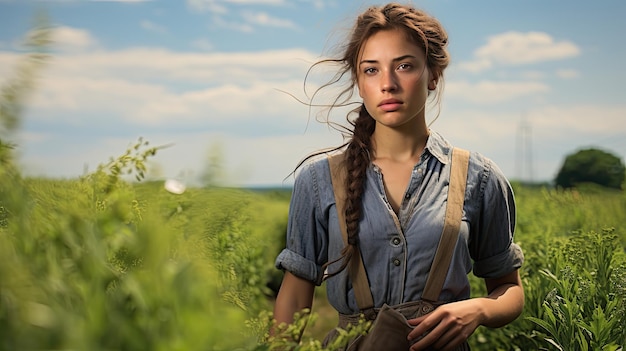 Photo rural farm girl