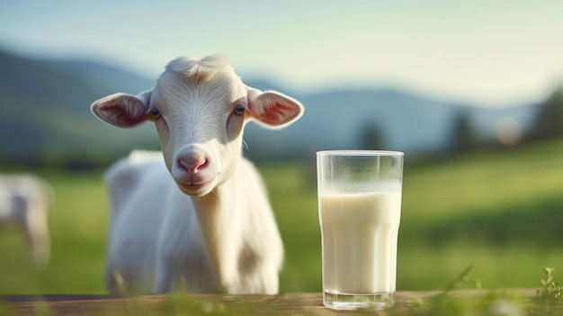 Photo rural harmony goat on verdant farm